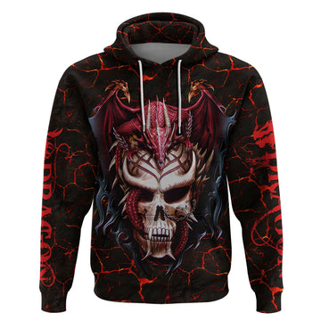 Infernal Draconic Skull Hoodie Embracing the Fiery Soul DT01