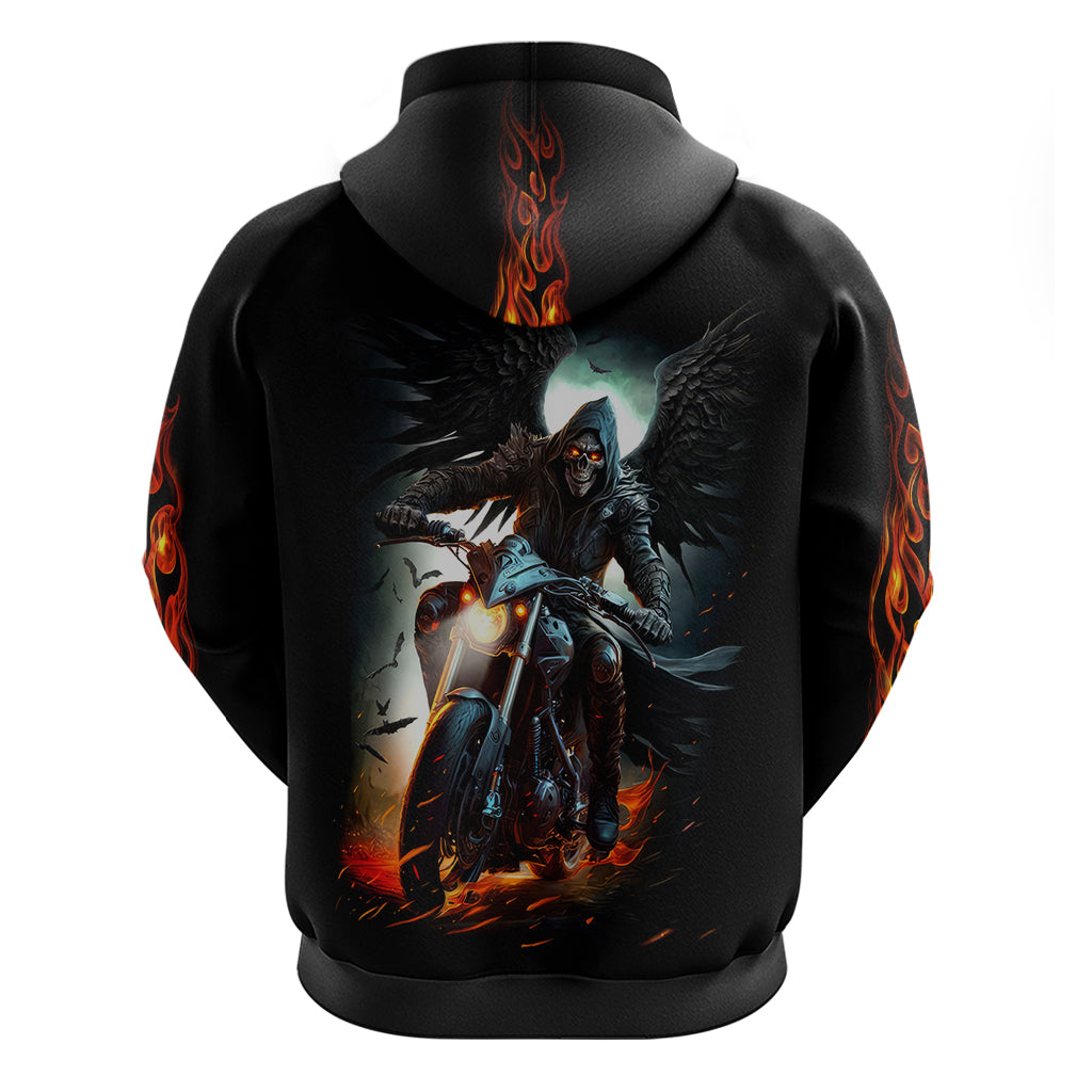 Flaming Skull Hoodie Celestial Riders with Angel Wings DT01