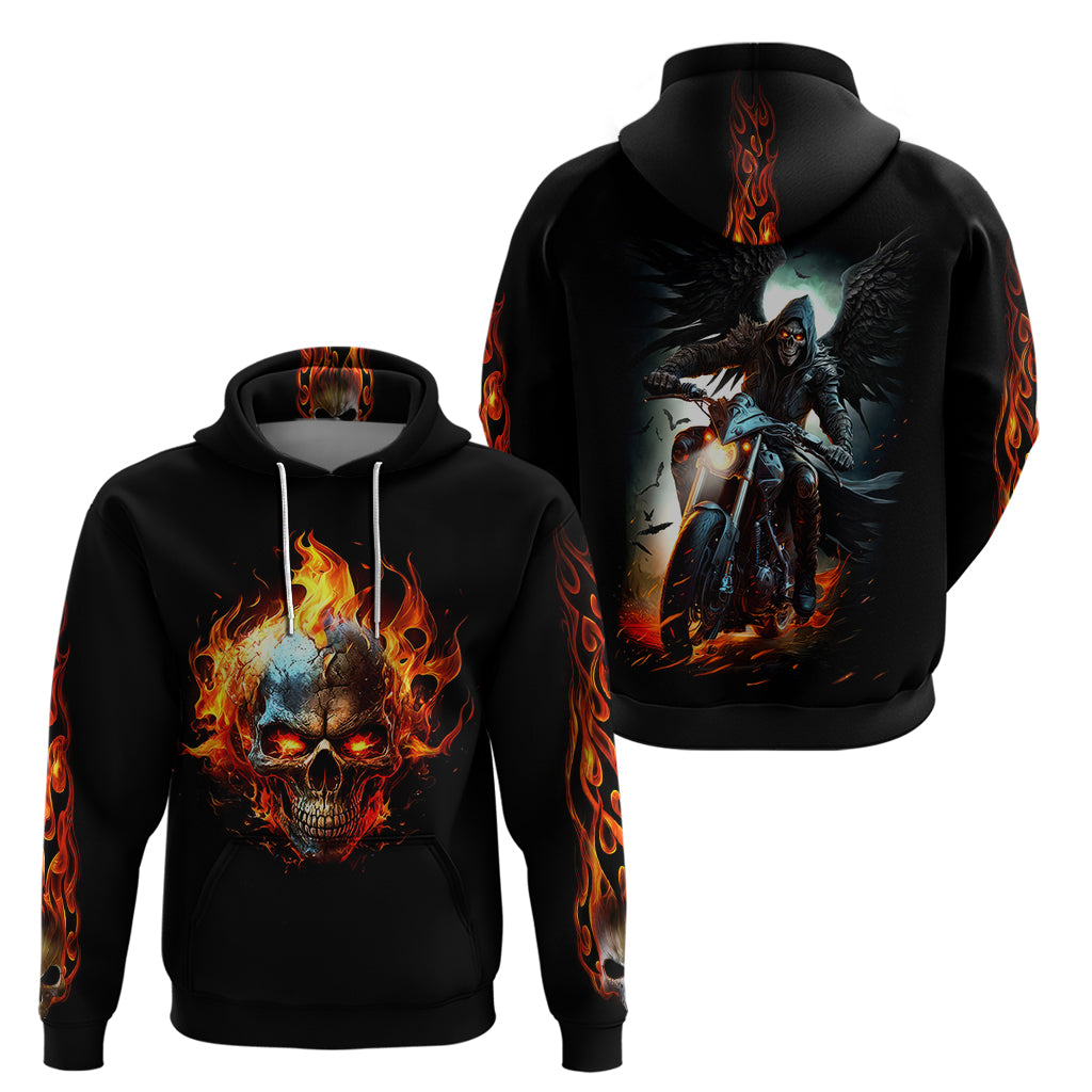 Flaming Skull Hoodie Celestial Riders with Angel Wings DT01