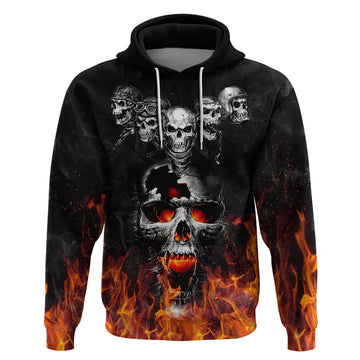 Flaming Skull Hoodie Hoodie Spectral Pyre DT01