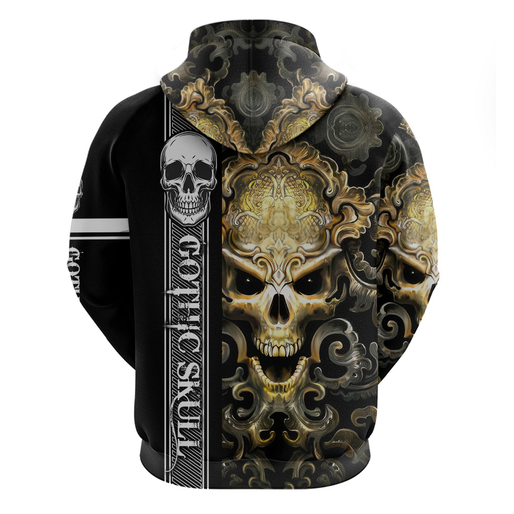 Golden Gothic Skull Hoodie Embracing Ancient Elegance DT01