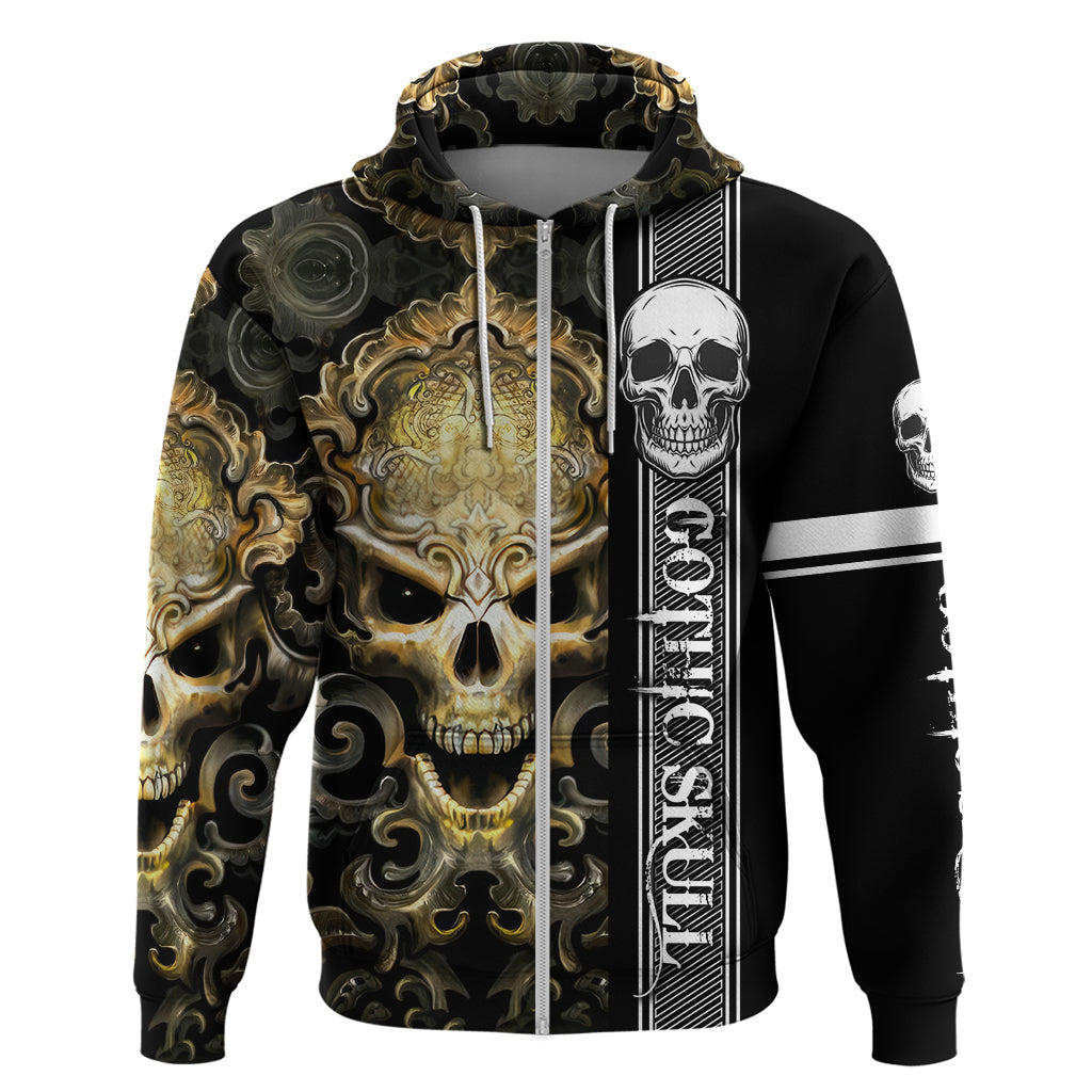 Golden Gothic Skull Hoodie Embracing Ancient Elegance DT01