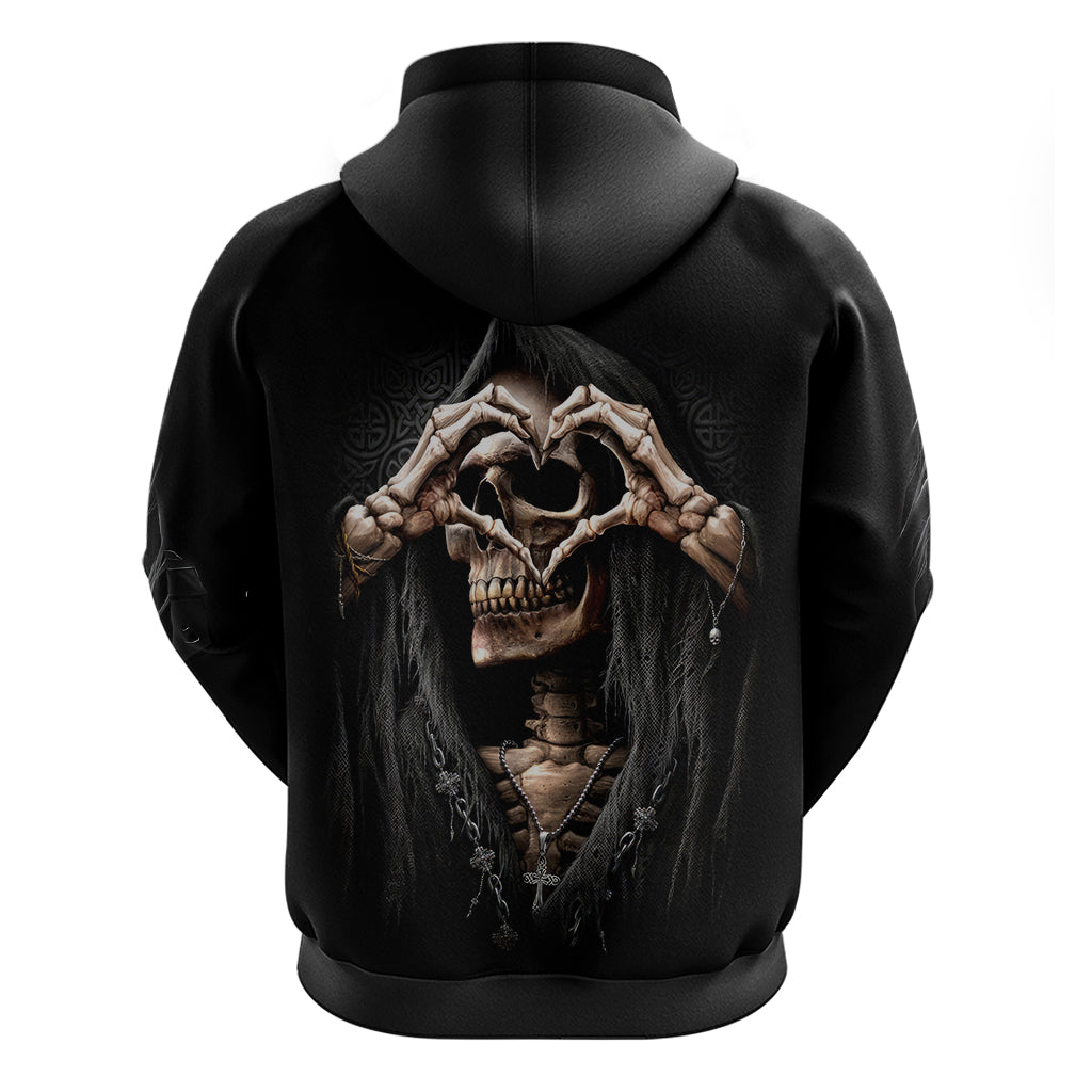 Reaper Heart Hoodie Eternal Embrace - Uniting Souls in the Realm of Skulls DT01