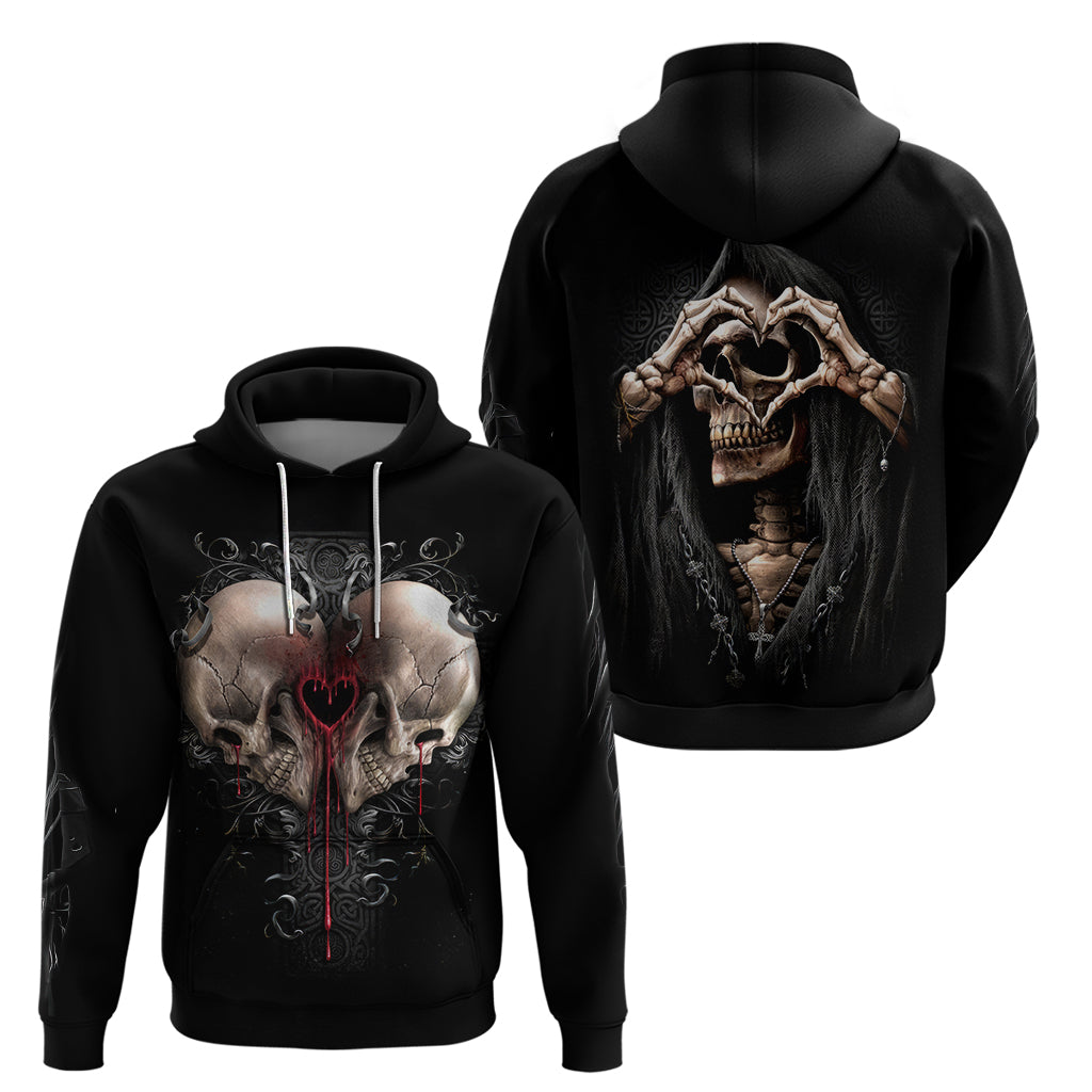 Reaper Heart Hoodie Eternal Embrace - Uniting Souls in the Realm of Skulls DT01