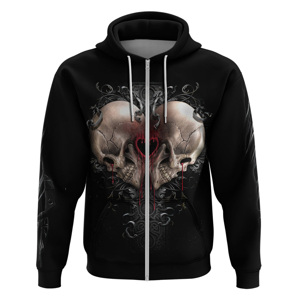 Reaper Heart Hoodie Eternal Embrace - Uniting Souls in the Realm of Skulls DT01