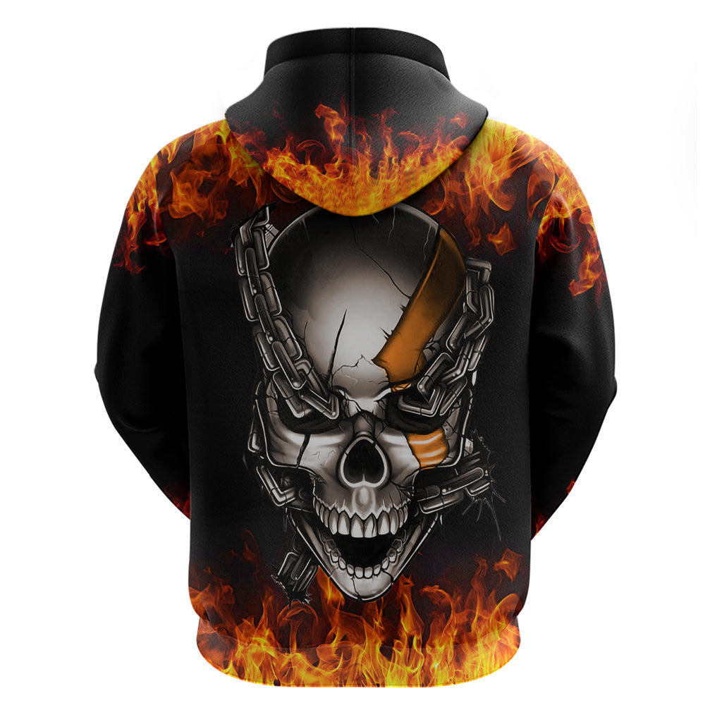 Metal Skull Hoodie Infernal Chains in Fiery Abyss DT01