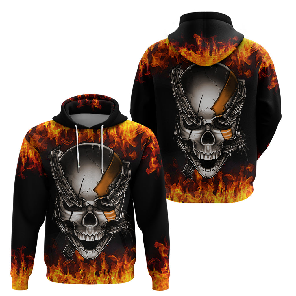 Metal Skull Hoodie Infernal Chains in Fiery Abyss DT01