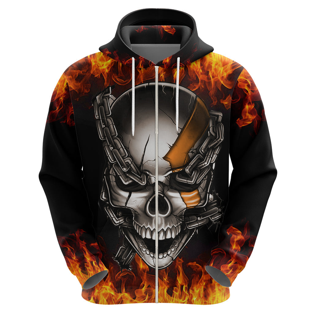 Metal Skull Hoodie Infernal Chains in Fiery Abyss DT01