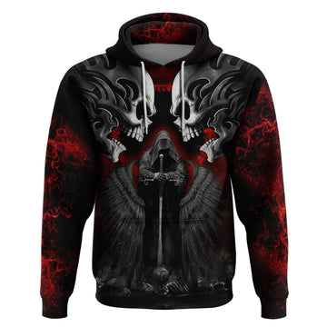Skull Hoodie Double Skull And Death Angel DT01