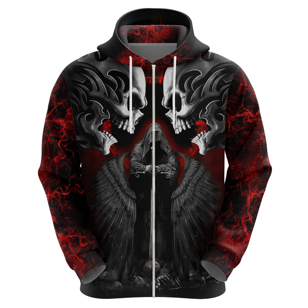 Skull Hoodie Double Skull And Death Angel DT01