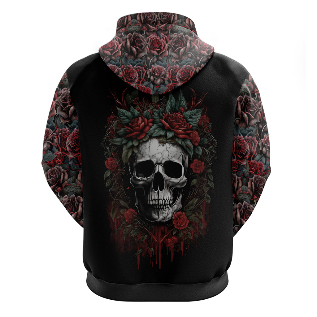 Skull Hoodie Red Rose DT01