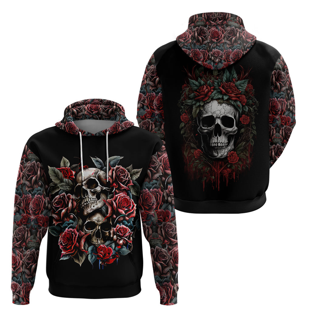 Skull Hoodie Red Rose DT01