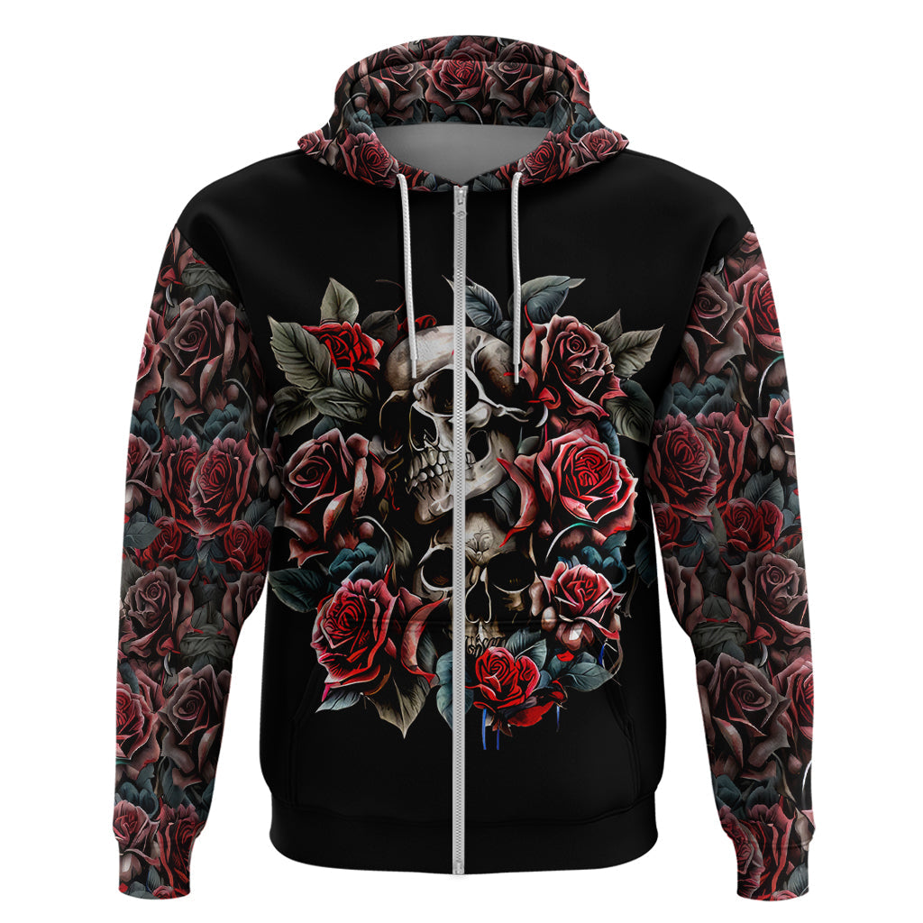 Skull Hoodie Red Rose DT01