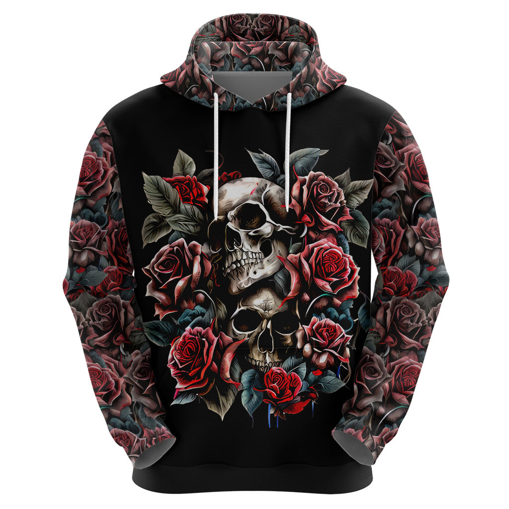 Skull Hoodie Red Rose DT01