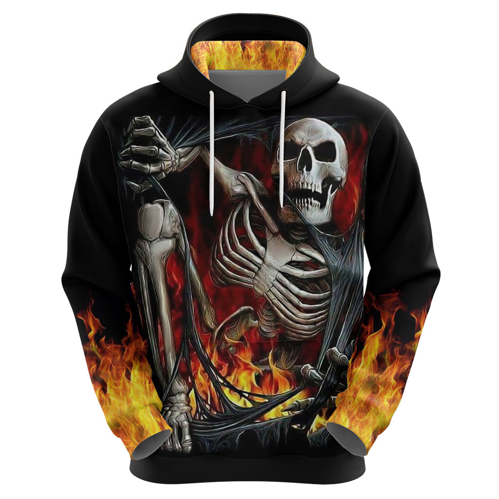 Skull Hoodie Skeleton Ripped Inside Flame DT01