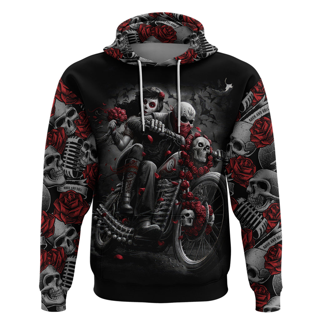 Skull Hoodie Riding Motocycle Girl Rose DT01