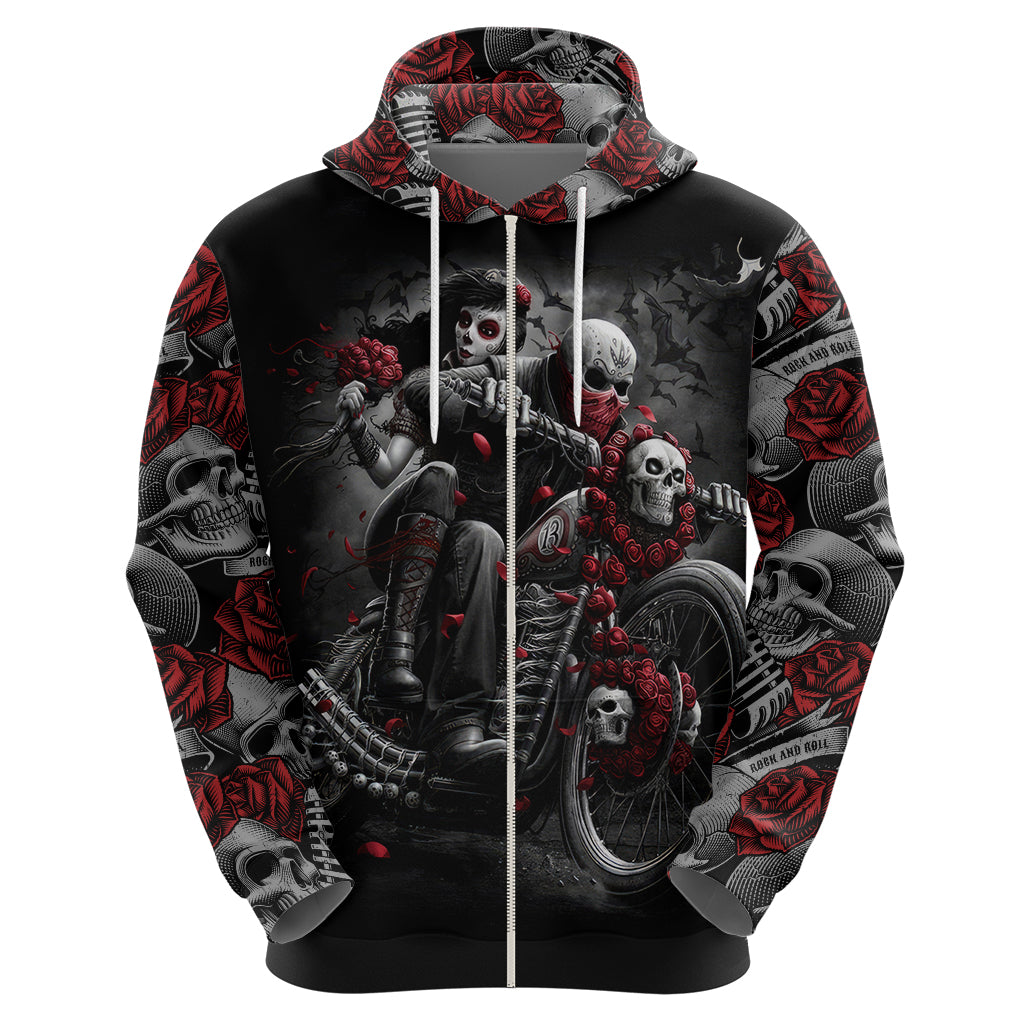 Skull Hoodie Riding Motocycle Girl Rose DT01