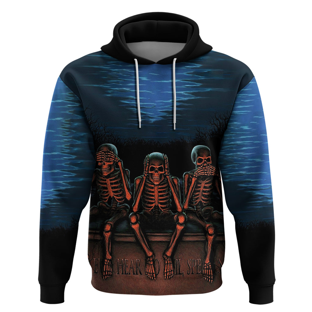 Skull Hoodie Three Skeleton No See No Speak No Hear DT01