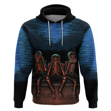 Skull Hoodie Three Skeleton No See No Speak No Hear DT01