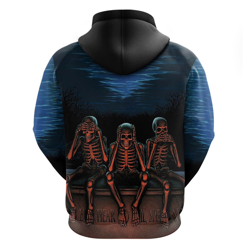 Skull Hoodie Three Skeleton No See No Speak No Hear DT01