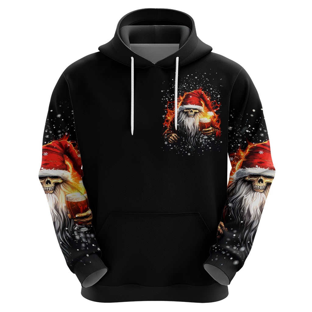 Skeleton Santa Claus Hoodie The Devil Whispered To Me I'm Coming For You I Whisper Back Bring Beer DT01