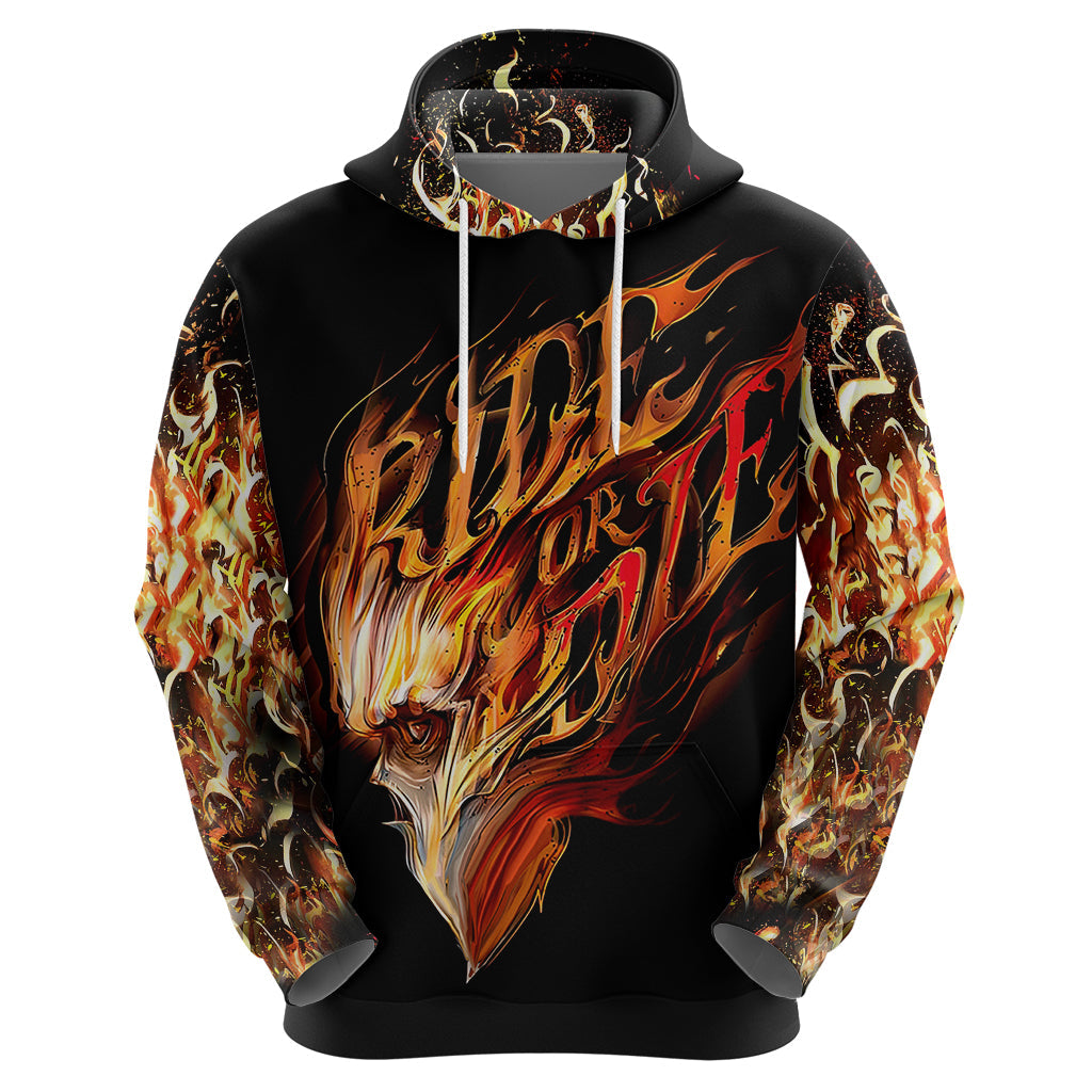 Fire Skull Hoodie Flame SKull Ride Or Die DT01