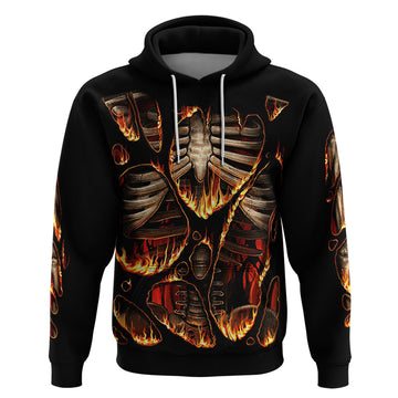 Flame Skull Hoodie Flame Skeleton Inside My Body DT01