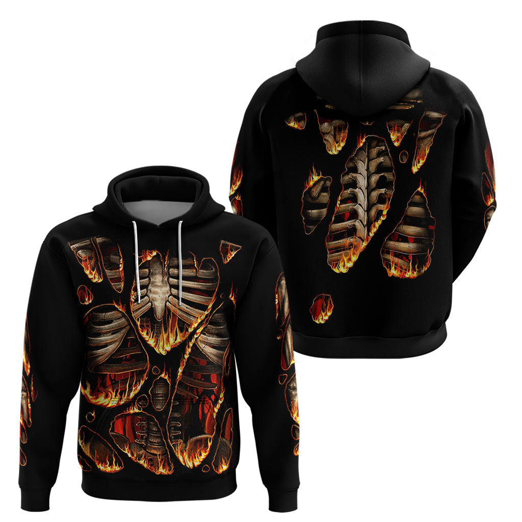 Flame Skull Hoodie Flame Skeleton Inside My Body DT01