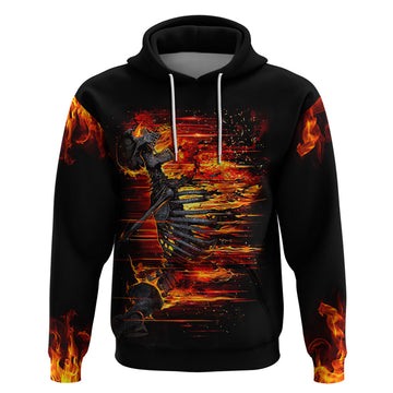 Fire Skull Hoodie Dead Fire Skeleton Scream DT01