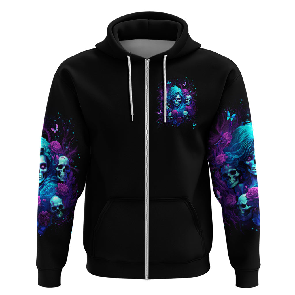 Rose Skull Hoodie I'm Never Alone My Demon Are With Me 24/7 DT01