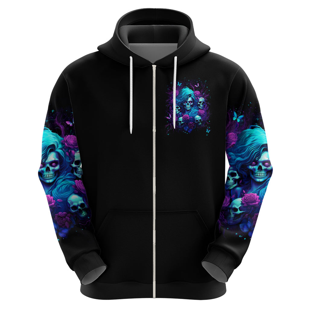 Rose Skull Hoodie I'm Never Alone My Demon Are With Me 24/7 DT01