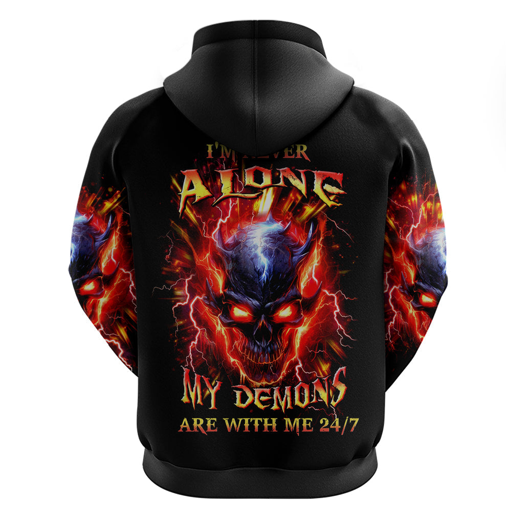 Flame Skull Hoodie I'm Never Alone My Demons Are With Me 24/7 DT01