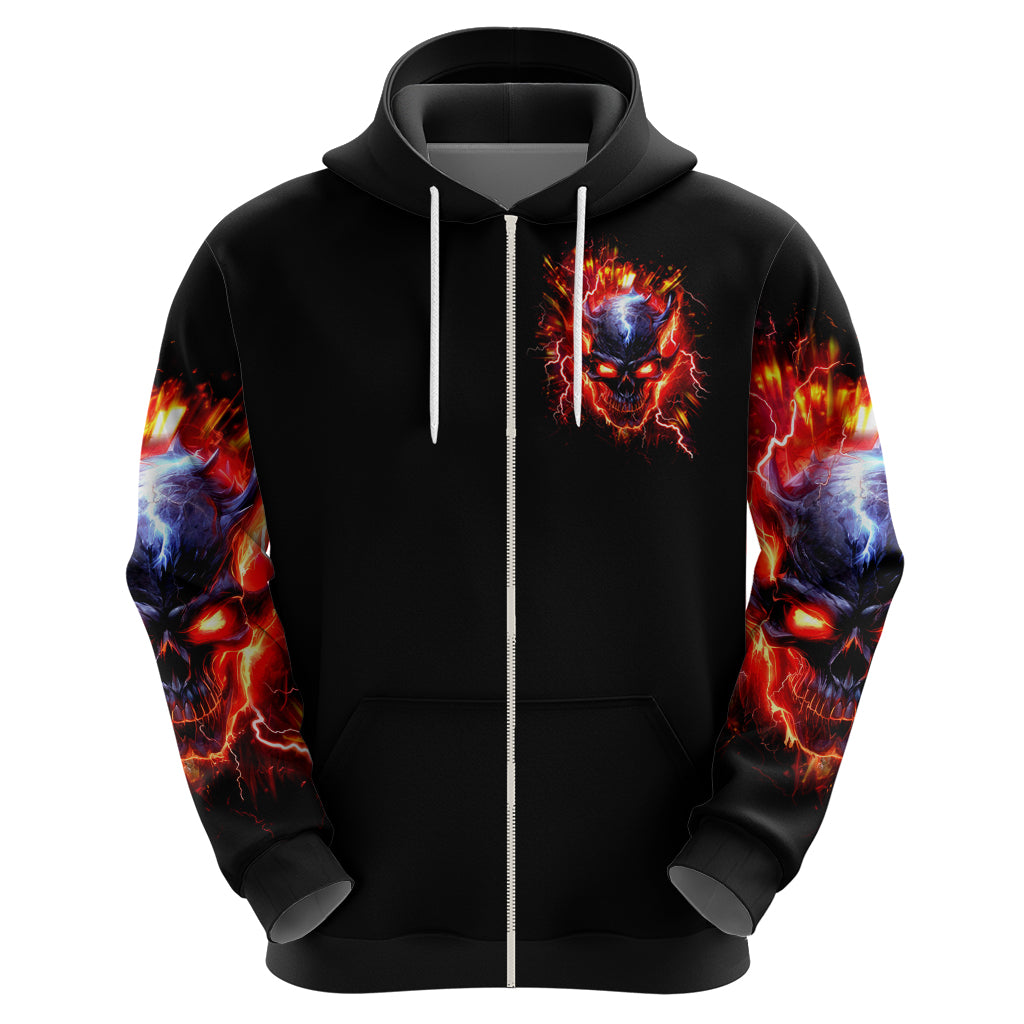 Flame Skull Hoodie I'm Never Alone My Demons Are With Me 24/7 DT01