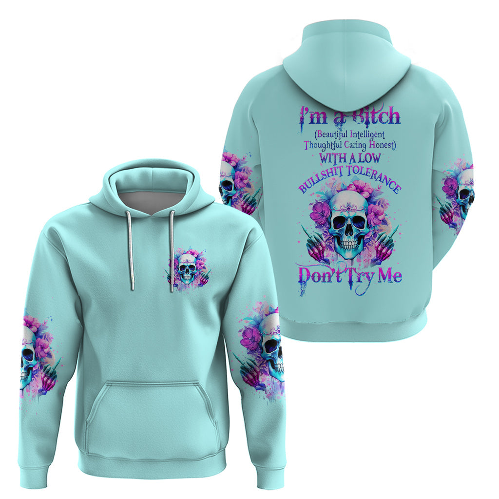 Flower Skull Angel Hoodie I'm A Bitch With A Flow Bullshit Tolerance DT01