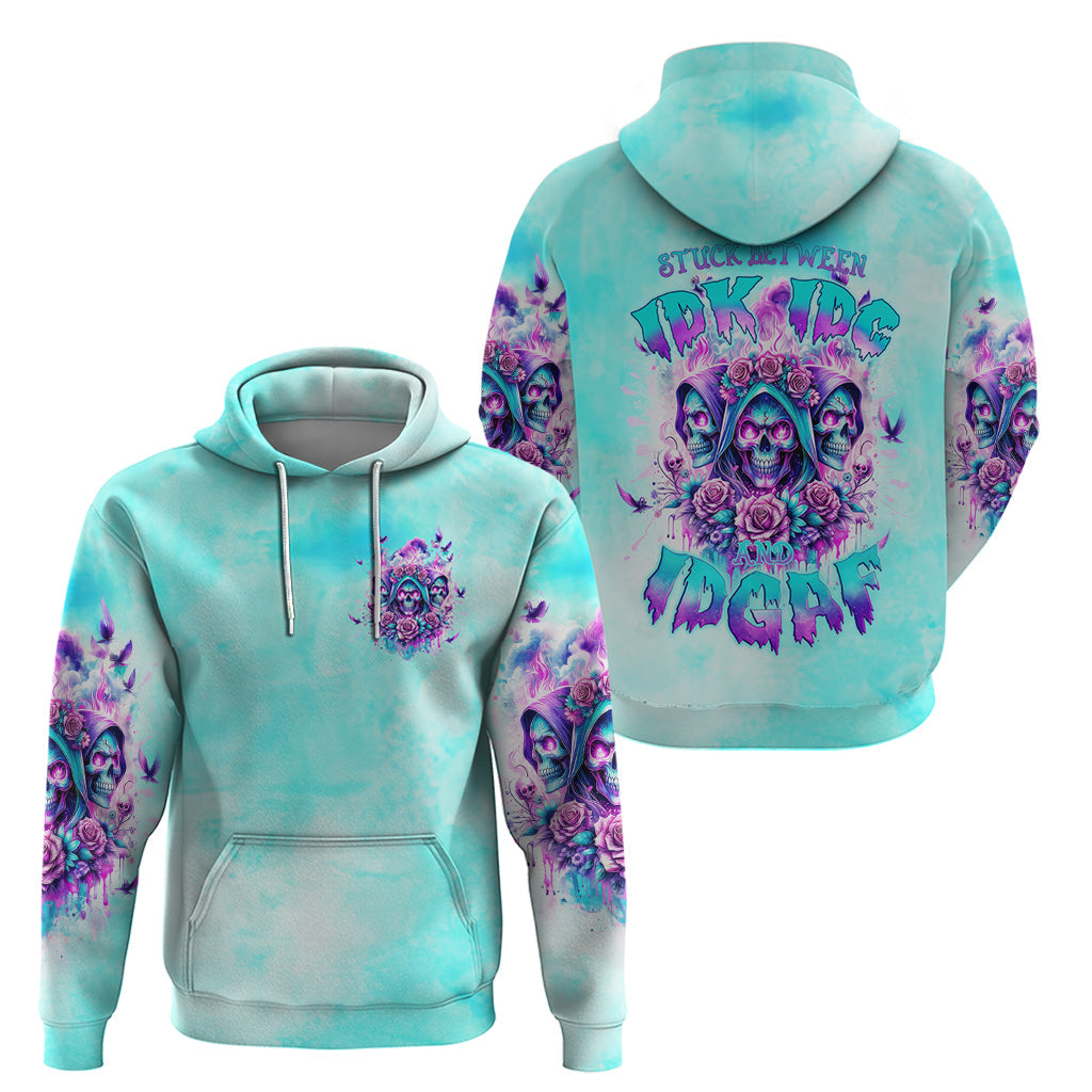 Flower Skull Angel Hoodie Stuck Between IDK IDC and IDGAF DT01