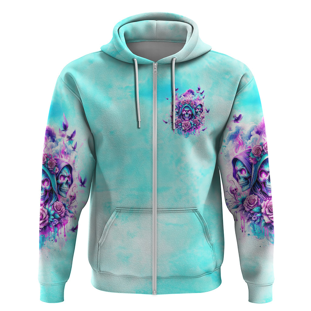 Flower Skull Angel Hoodie Stuck Between IDK IDC and IDGAF DT01