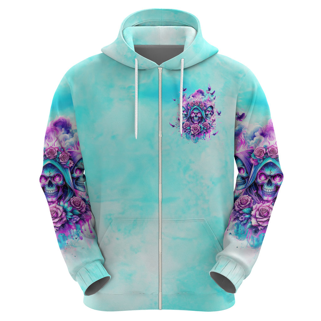 Flower Skull Angel Hoodie Stuck Between IDK IDC and IDGAF DT01