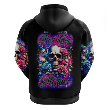 Rose Skull Hoodie Assuming I Was Like Most Girls Was Your First Mistake DT01