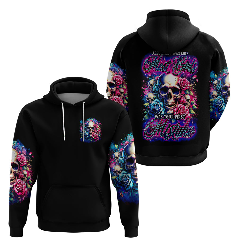 Rose Skull Hoodie Assuming I Was Like Most Girls Was Your First Mistake DT01