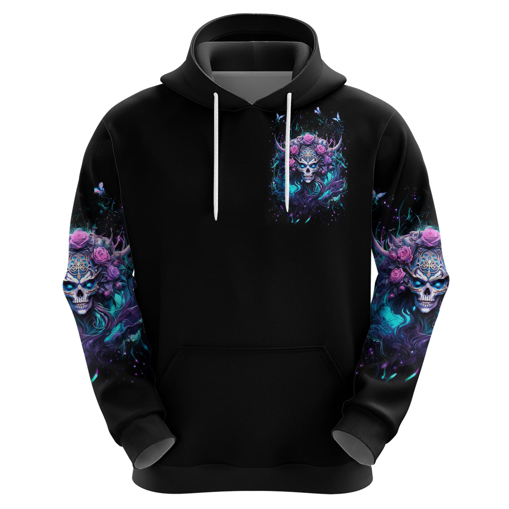 Rose Skull Hoodie I'm Never Alone My Demons Are With Me 24/7 DT01