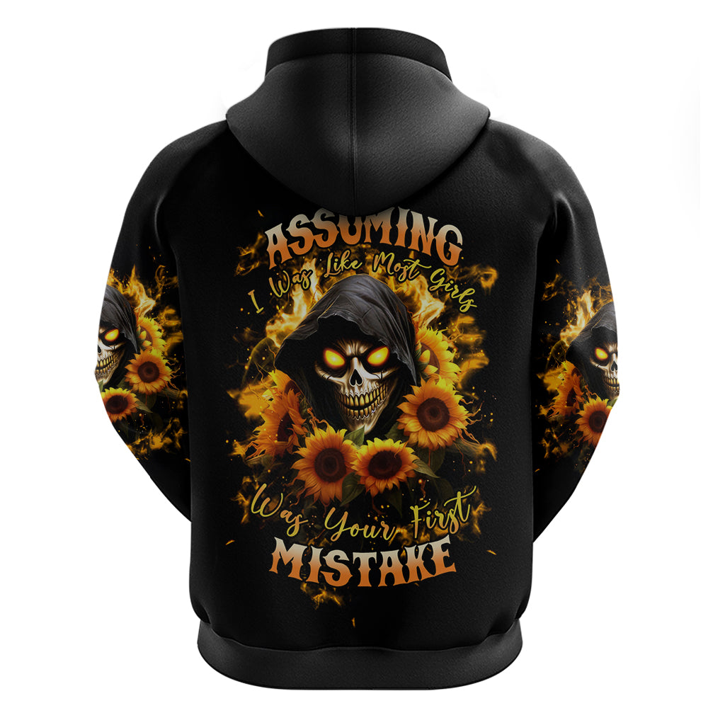 Sunflower Skull Hoodie Assuming I Was Like Most Girls Was Your First Mistake DT01
