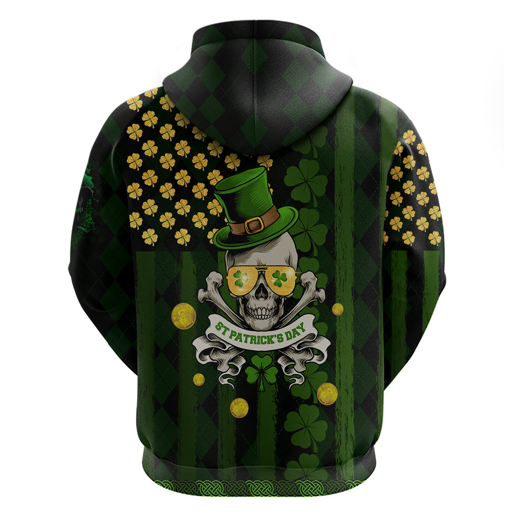 St Patrick's Day Skull Hoodie American Flag Shamrock DT02