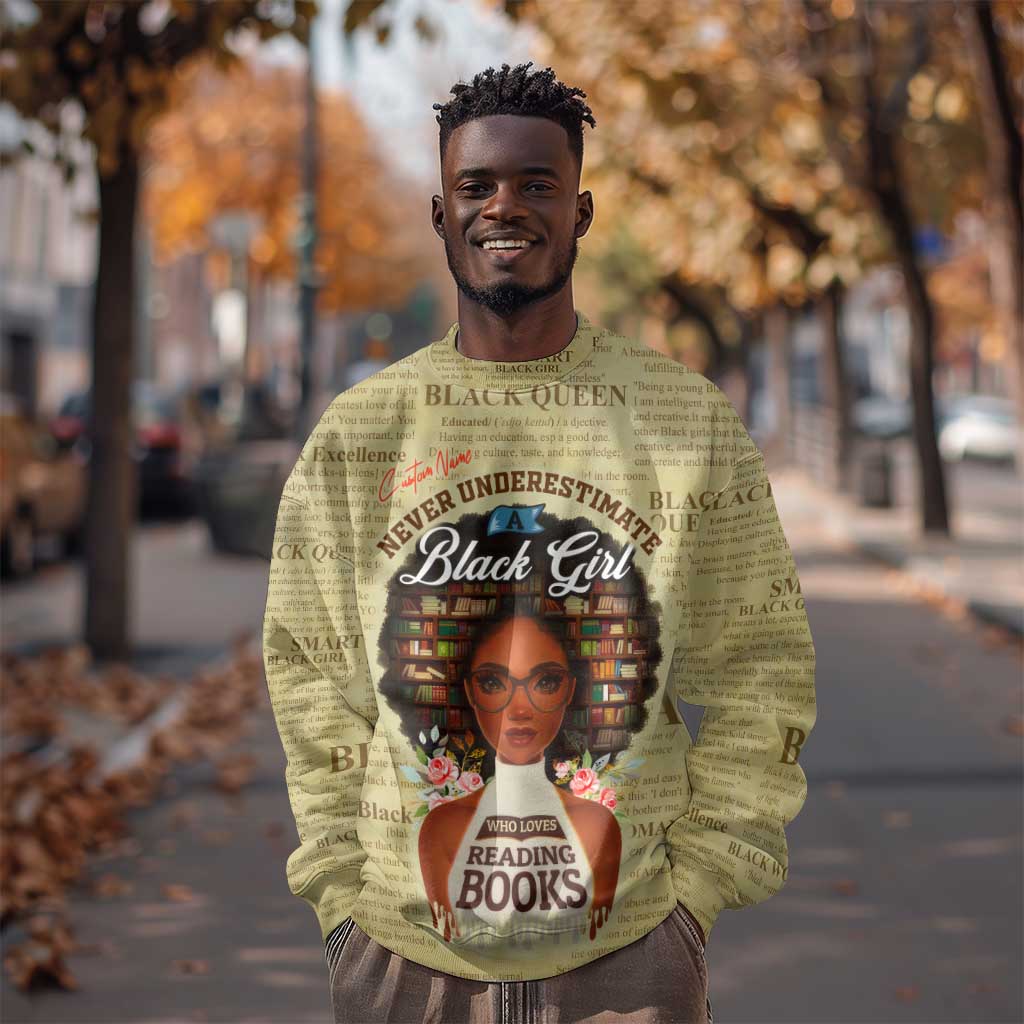 Personalized Black Girl African Sweatshirt Never Underestimate A Book Lover DT02