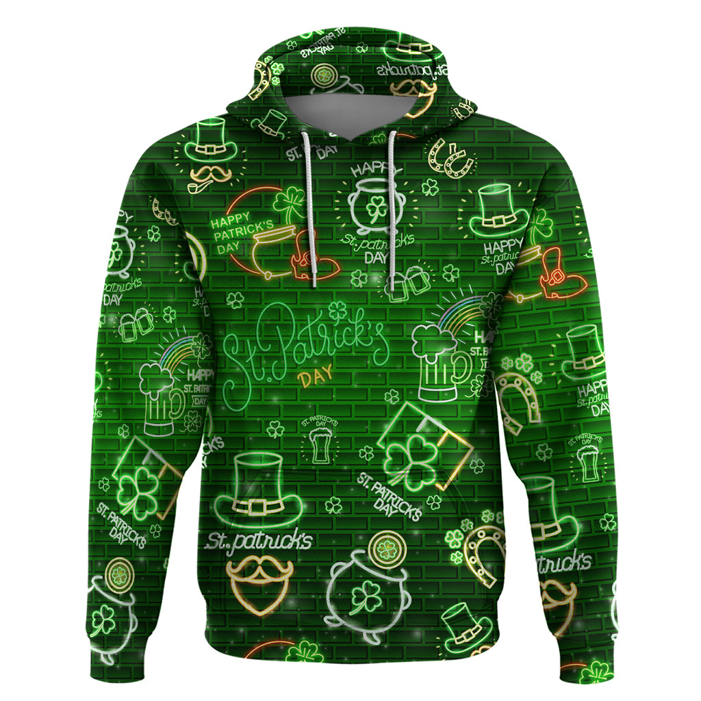 Ireland St Patrick's Day Hoodie Symbols Neon DT02