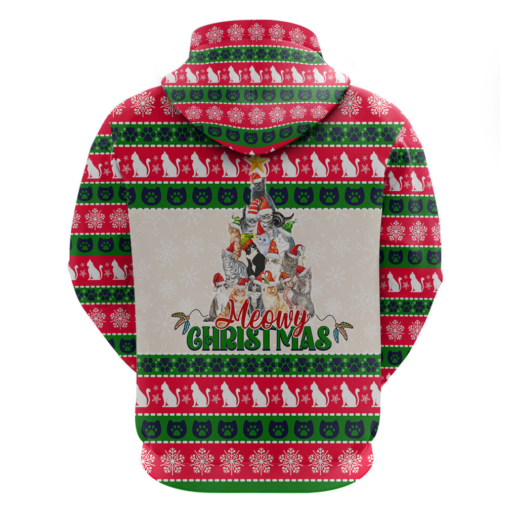 Merry Christmas Cat Hoodie Meowy Catmas Xmas Tree DT02