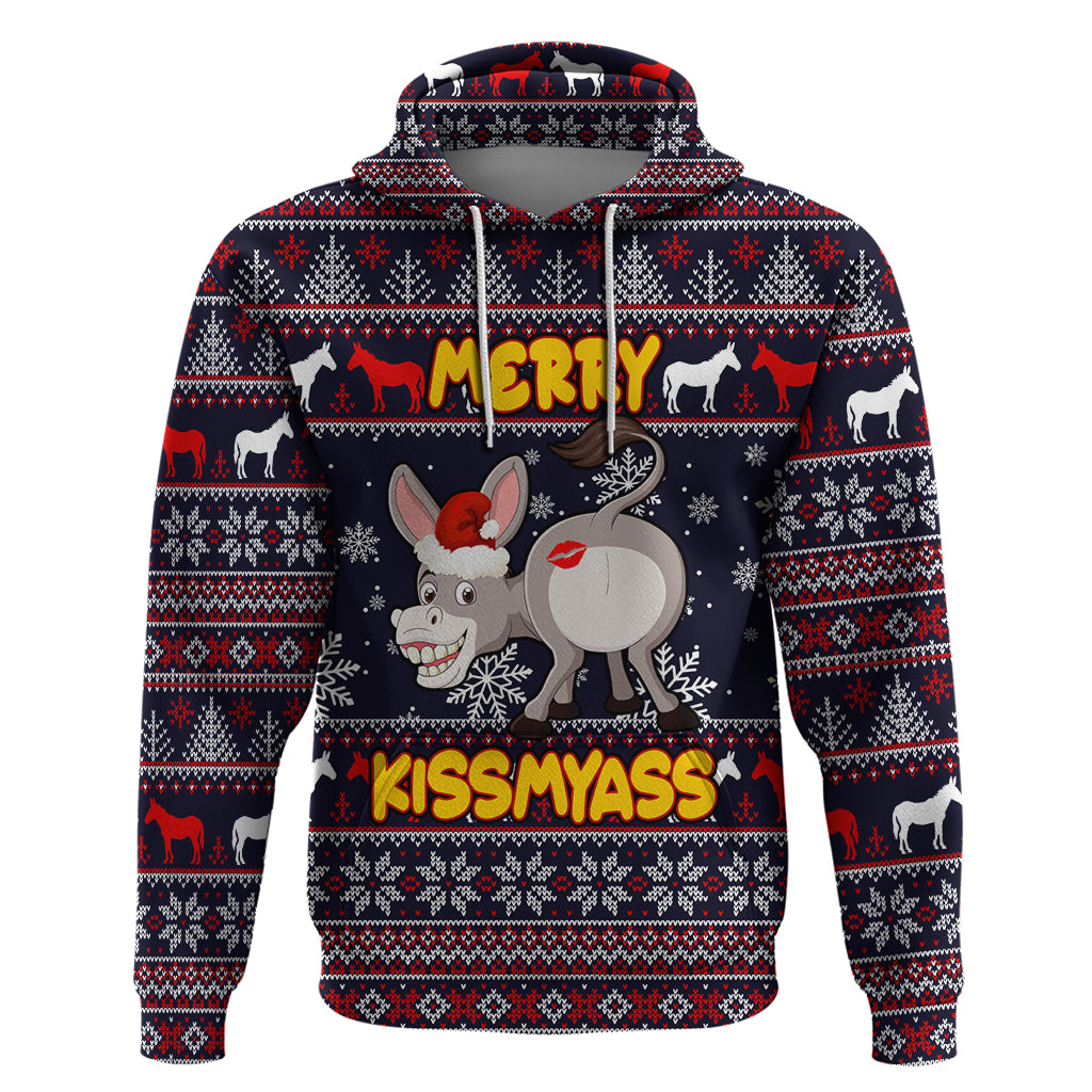 Funny Donkeys Christmas Hoodie Merry Kissmyass DT02