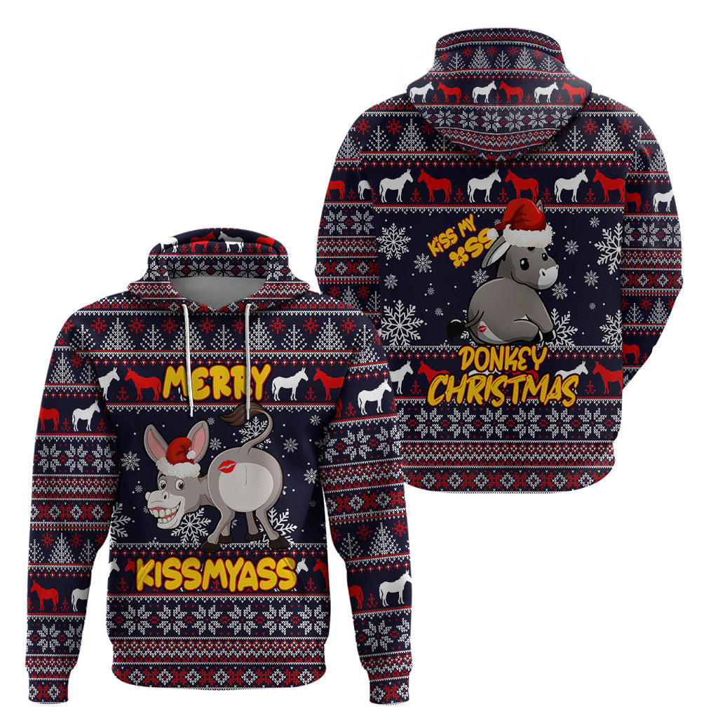 Funny Donkeys Christmas Hoodie Merry Kissmyass DT02