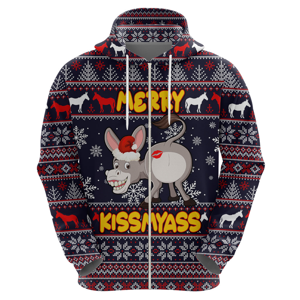 Funny Donkeys Christmas Hoodie Merry Kissmyass DT02