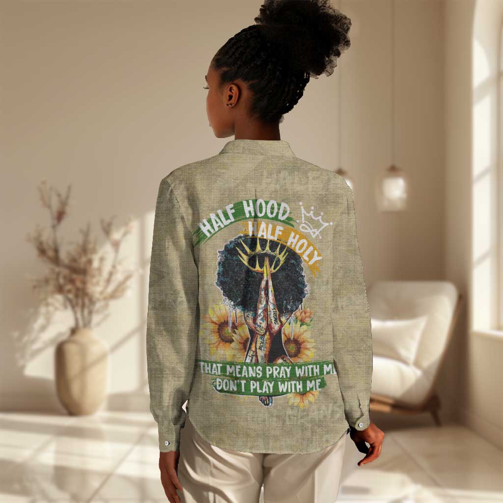 Personalized African Women Women Casual Shirt Half Hood Half Holy DT02