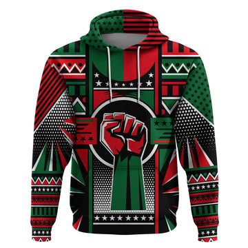 Power Fist And Patterns In Pan African Hoodie DT02
